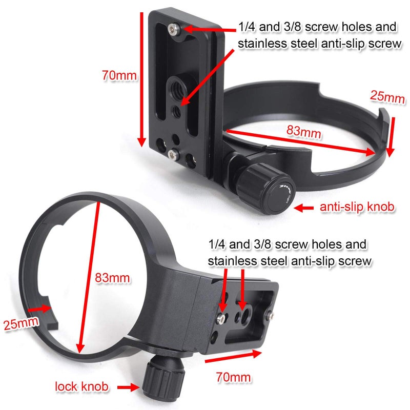 iShoot CNC Tripod Mount Ring for Sigma 135mm f/1.8 DG HSM Art Lens, Aviation Aluminum Lens Tripod Collar Support Bracket Holder with Quick Release Plate Compatible with Arca-Swiss fit Tripod Ball Head - Image 4